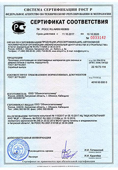 Сертификат соответствия Обнинскгазполимер