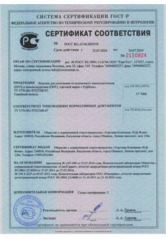 Сертификат соответствия РуфИзол